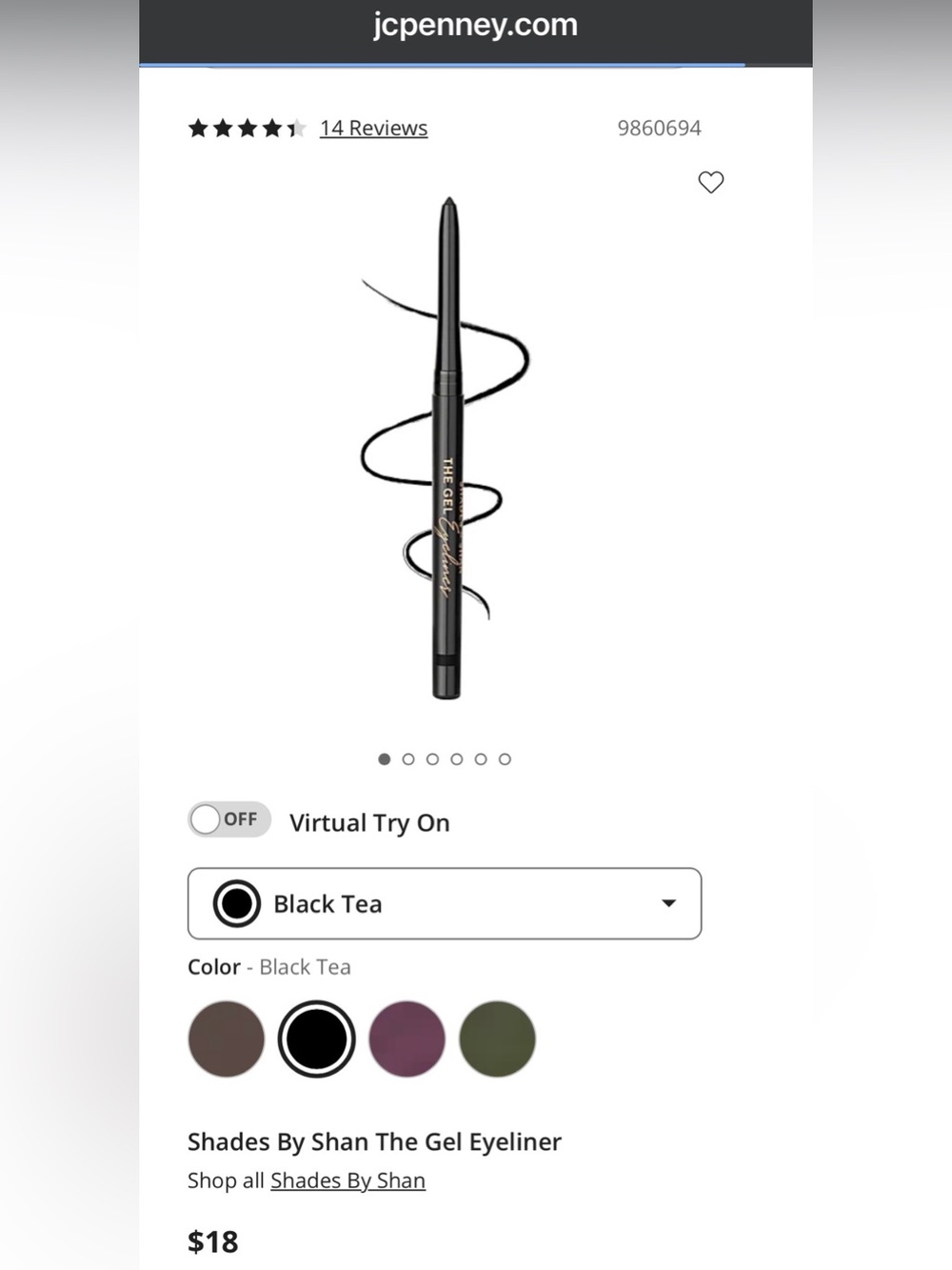 Shades by Shan Black Gel Retractable Eyeliner Pencil -